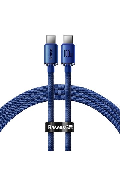 Baseus Crystal Shine Series Fast Charging Data Cable Type-C to Type-C 100W 1.2m - Blue