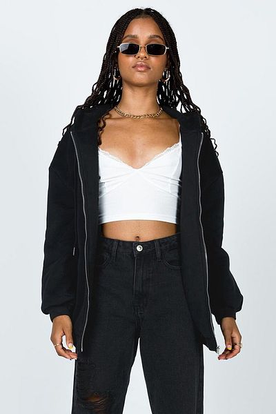 Madmext Mad Girls Black Hooded Sweatshirt Mg1223