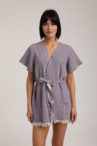 LifeForModa Women's Belted Muslin Pareo Kimono P 80