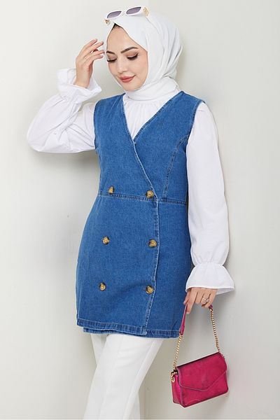 Bestenur Ranel Denim Vest 1440 - Blue