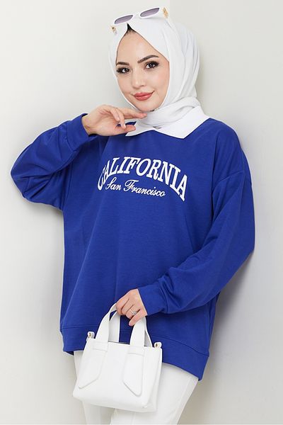 Bestenur California Printed Sweat 1426 - Saks Blue
