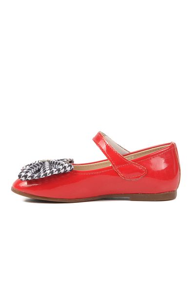 AYAKMOD Lightweight Girl's Ballerinas with Red Patent Leather Ribbon 180 B