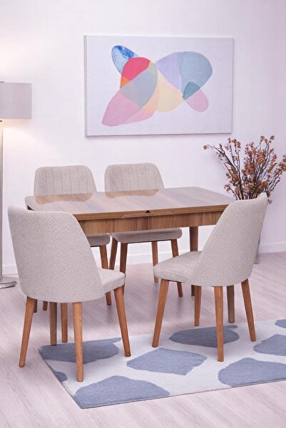 Erezogulları Mobilya Nehir Milano MDF Lak Panel Açılır Mutfak Masa Takımı 75x...