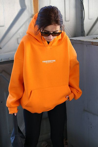 Madmext Mad Girls Orange bedrucktes Oversize-Sweatshirt Mg1287