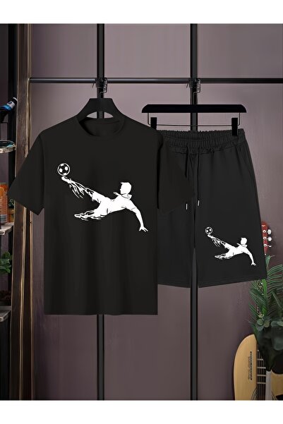 Lider Leather طقم تي شيرت شورت مطبوع للجنسين مقاس قياسي، نسيج قطن بوليستر، أل...