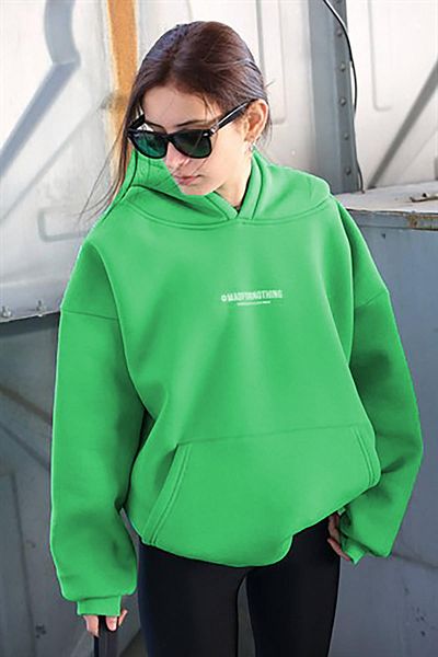 Madmext Mad Girls Grün bedrucktes Oversize-Sweatshirt Mg1287