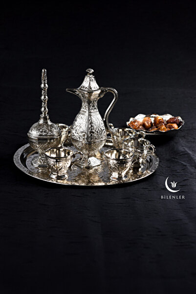 Bilenler Osmanlı Motifli Gümüş Zemzem Takımı 10 Parça Şık İkram Seti