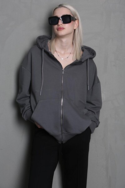 Madmext Smoked Hooded Basic Sweatshirt MG1900