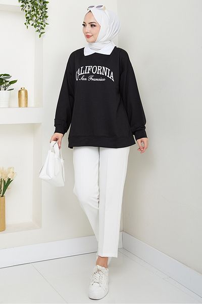 Bestenur California Printed Sweat 1426 - Μαύρο