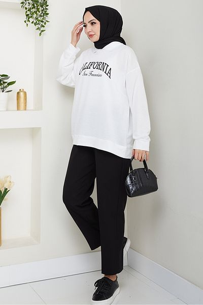 Bestenur California Printed Sweat 1426 - Λευκό