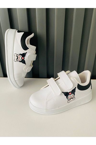 ALTUNTAŞ Chrome Printed Girls Boys Unisex Velcro Lightweight Sports Shoes Black