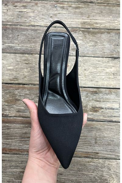 MİSS PARK MODA Pantofi de damă negri cu vârf ascuțit, cu spatele deschis, flexibili, confortabili, stiletto, zilnic, scurti, cu toc