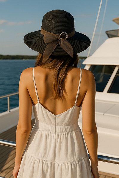 LAGRANZE Women's Tulle Detailed Straw Hat Summer Hat
