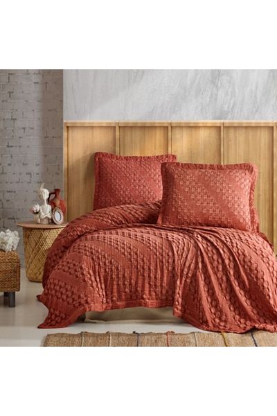 Şaheser Duvet cover set + 2 pillowcases, embossed, 100% cotton, 220 x 240 cm, Enza Terra