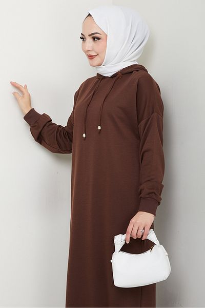 Bestenur Φόρεμα Arma Detail Hooded 1422 - Bitter Brown