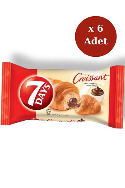 7DAYS Soft Croissant with Liquid Chocolate Cream Filling 60 Gr X 6-Piece Opportunity Pack