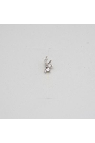 Piercing by Sever Stone Leaf Model Steel Piercing Silver/Silver Color and Transparent Stone (Targus Helix Conch Flat)