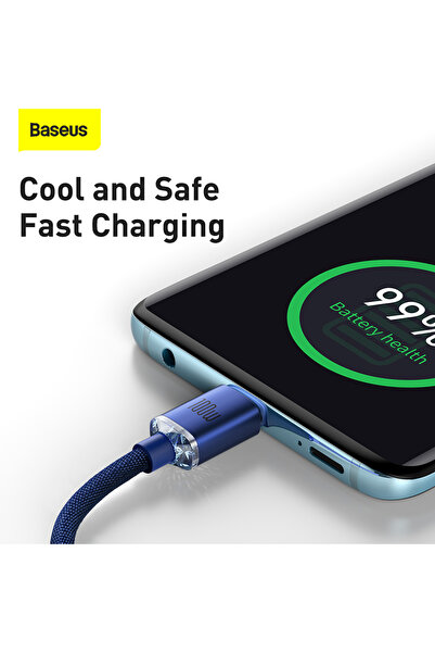 Baseus Crystal Shine Series Fast Charging Data Cable Type-C to Type-C 100W 1.2m - Blue