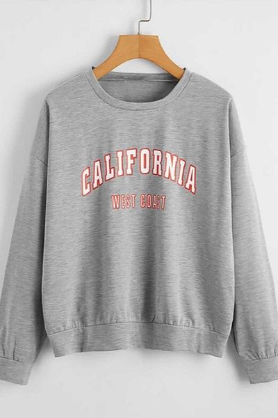 Madmext Mad Girls Graues Damen Sweatshirt mit Rundhalsausschnitt Mg789