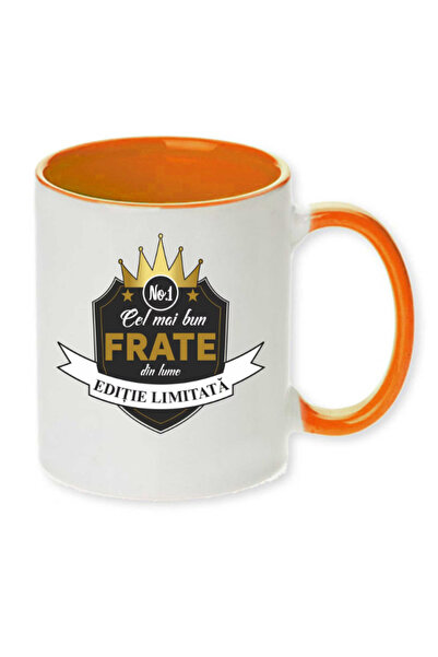 OEM Cană personalizată cu mâner portocaliu „cel mai bun frate”, Inovatix®. 330ml