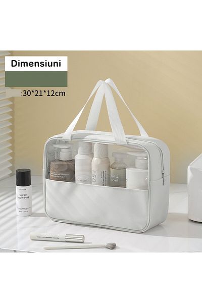 Flippy Geanta Cosmetice , Pentru Voiaj Sau Organizare, Pvc/textil, Impermeabila, Portabila, Alb