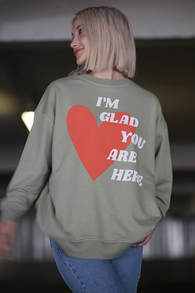 Madmext Mint Green Printed Sweatshirt Mg1224