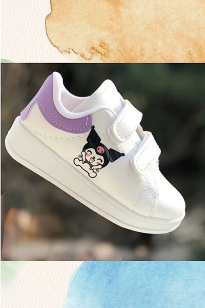 ALTUNTAŞ Chrome Printed Girls' Boys' Unisex Velcro Lightweight Sports Shoes Lilac