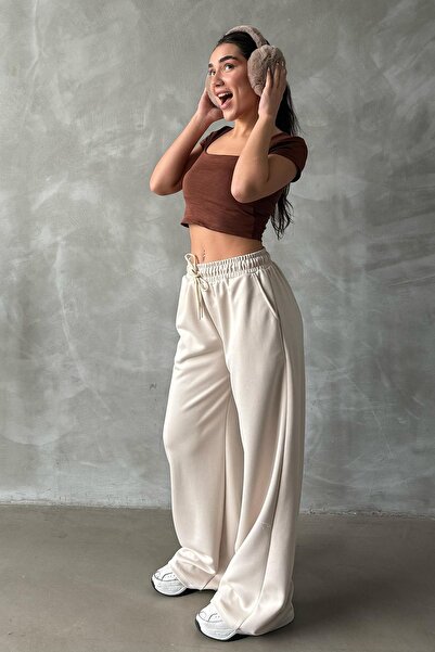 Madmext Γυναικείο T-Shirt Καφέ Τετράγωνο Γιακά MG2294