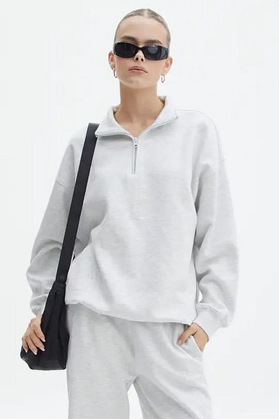 Madmext Grimelange-Reißverschluss-Detail-Oversize-Sweatshirt MG1933