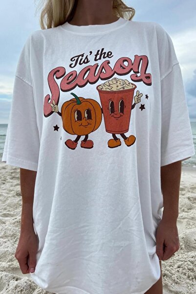 Madmext Γυναικείο T-Shirt με λευκό εμπριμέ Crew Neck Mg1776