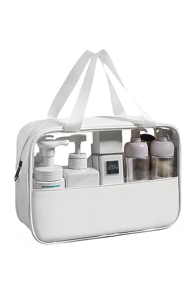 Flippy Geanta Cosmetice , Pentru Voiaj Sau Organizare, Pvc/textil, Impermeabila 26 X 15 X 10 Cm Alb