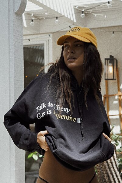 Madmext Černá potištěná oversize mikina s kapucí Mg1573