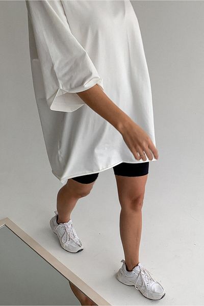 Madmext Weißes Oversize-Basic-Damen-T-Shirt