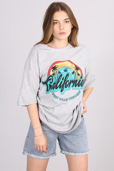 Madmext Mad Girls Grau bedrucktes T-Shirt Mg1080