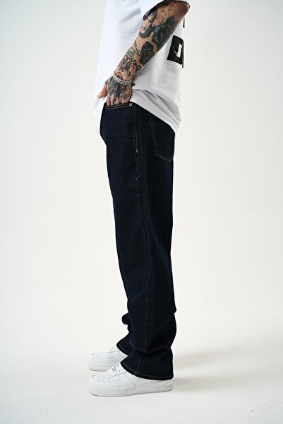 Respire Men's Washed Baggy Trousers Navy Blue