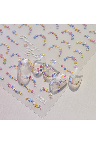 Choice15 ملصق أظافر واحد على شكل زهرة الأقحوان البرية المرصعة بالكريستال، ملص...