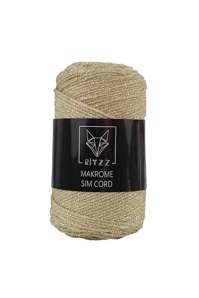 Ritzz Κορδόνι Macrame Glitter 2 MM Κρέμα Χρυσό