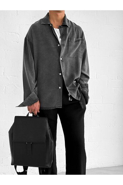 ablukaonline Мъжка лека и дишаща риза Oversize, черна