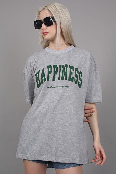 Madmext Graues Oversize-T-Shirt mit Aufdruck für Damen, MG1230