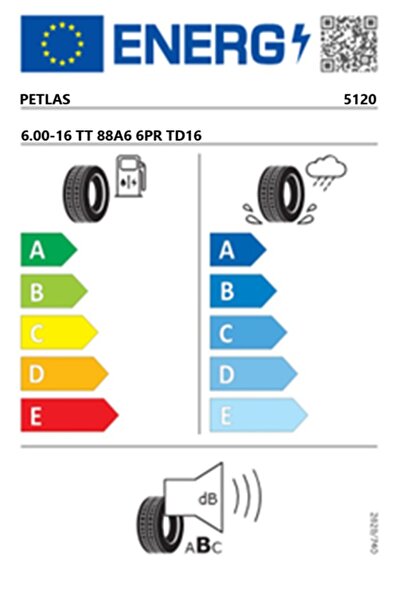 Petlas 6.00-16 TT 88A6 6PR TD16 Traktör Ön Lastiği (Üretim Tarihi:2025)