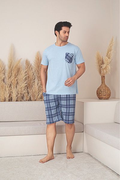 Sude HOMEWEAR ΑΝΔΡΙΚΟ ΣΕΤ ΠΙΤΖΑΜΑ ΚΟΝΤΟΜΑΝΙΚΙ
