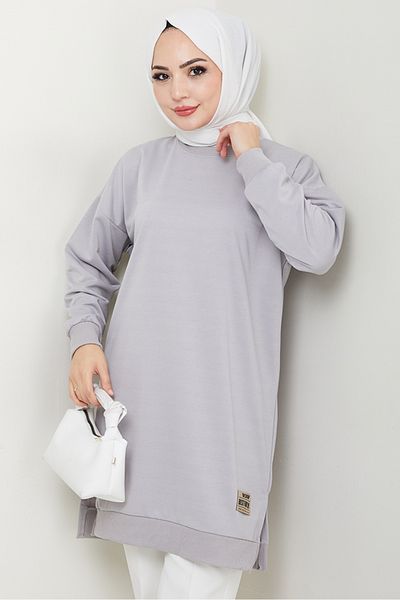 Bestenur Arma Detailed Hijab Tunic 1427 - Gray