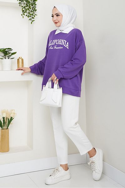 Bestenur California Printed Sweat 1426 - Μωβ