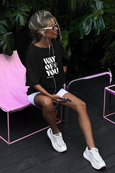 Madmext Černě potištěné tričko Crew Neck Overfit MG1999