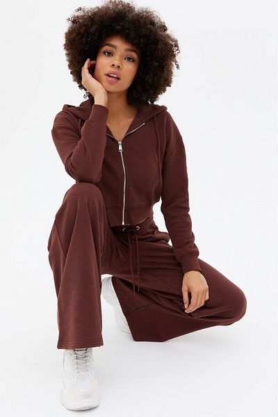 Madmext Кафяв изрязан суичър Mad Girls Mg1355