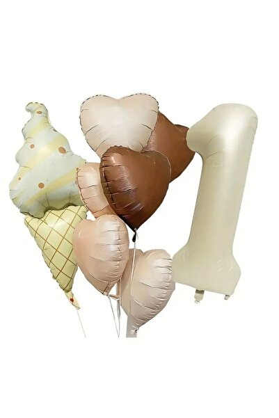 parti sürprizi مجموعة بالونات من رقائق الفويل على شكل قلب آيس كريم ريترو بعمر...