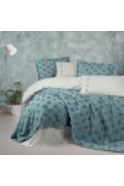 Cotton Box Set Premium Pat Dublu cu Cuvertura si Lenjerie, Cotton Box, Aldo Turcoaz