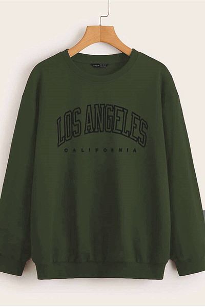 Madmext Mad Girls Khaki Printed Oversize Women's Sweatshirt Mg780