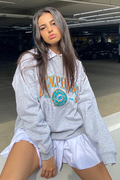 Madmext Mad Girls Grau bedrucktes Damen Sweatshirt MG1210