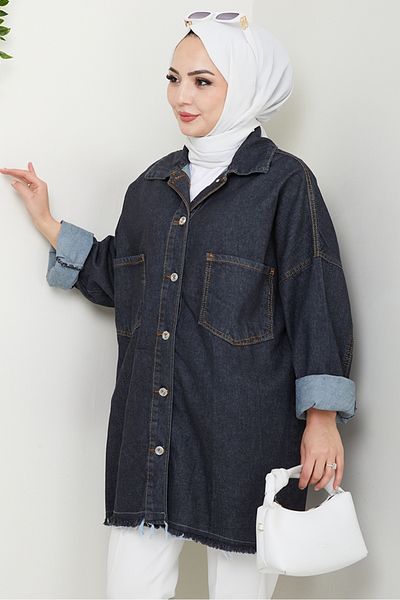 Bestenur Tasseled Oversize Τζιν Μπουφάν 1458 - Anthracite